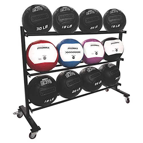 Champion Sports Rhino Promax Wall Balls - Soft Shell Non-Slip Grip for Weightlifting, Plyometrics, Cross Training, & Home Gym - style: Three Tier Storage Rack