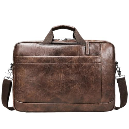 Faux Leather Messenger Bag for Men 17-17.3 Inch: Convertible 3 in 1 Backpack Laptop Bag Briefcase Computer Handbags Shoulder Crossbody Bag with Padded Laptop Sleeve for Work College Travel, PU Coffee - color: Pu Brown Coffee