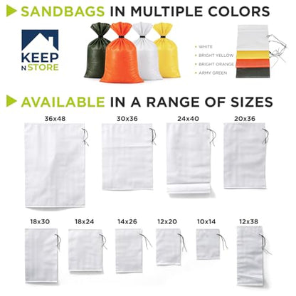 Heavy Duty Sand Bags Pack of 3, White Empty Sandbags with Built-In Ties, Woven Polypropylene UV Protection 1600 Hours, Fillable Sand Bags for Flood Control, Weight, 10x14 inches, 15 Pounds Volume - size: 10"W x 14"L, style: Pack of 3