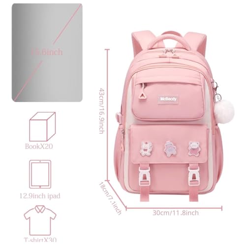 School Backpacks for Girls, Middle Schoolbag Elementary Student Bookbag, Large Casual School Daypacks for Teens Girls (Pink) - color: Pink