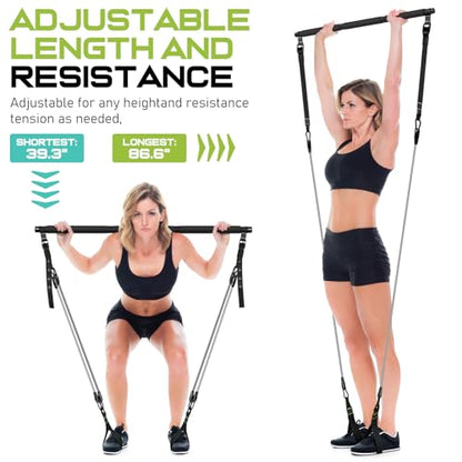 Pilates Bar Kit with Resistance Bands, Multifunctional Pilates Bar for Women & Men with Heavy-Duty Metal Adjustment Buckle, Pilates Home Equipment for Full BodyWorkouts - color: Black