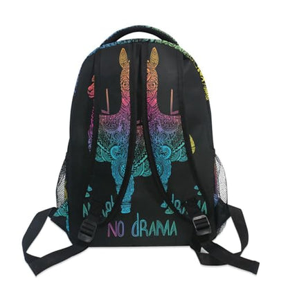 ALAZA Rainbow Llama No Drama Boho Backpack for Kids Boys Girls Student Laptop iPad Tablet Travel School Bag with Multiple Pockets - color: Llama