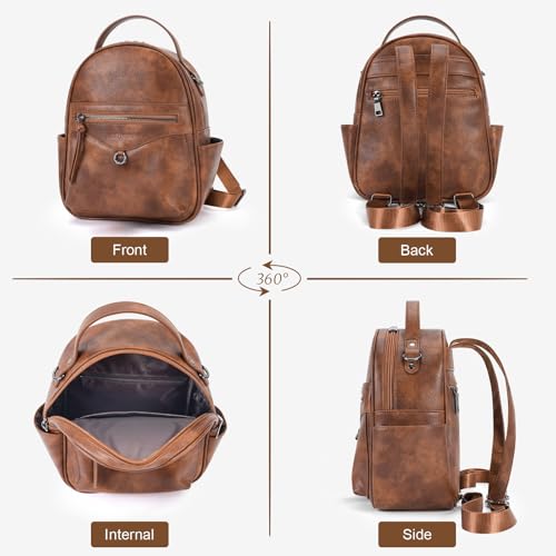 KITEVIUN Mini Backpack Purse for Women Fashion Cute Small Travel Backpacks Daypacks Shoulder Handbag - color: 03-brown