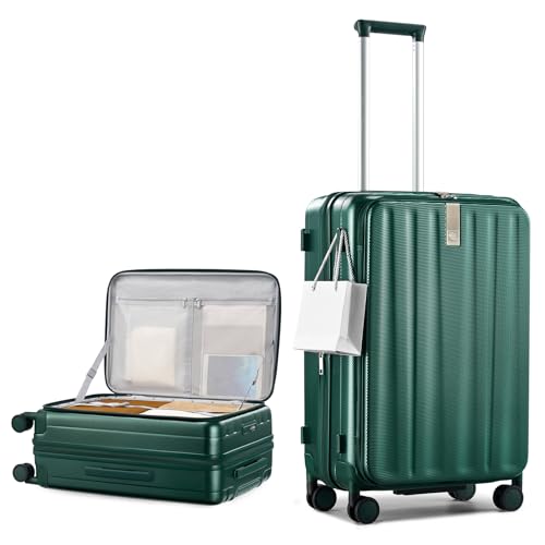 Hanke 24 Inch Expandable Luggage Top Opening Checked Bag Luggage Hard Shell Suitcases with Wheels Lightweight Travel Luggage Medium Suitcase with Lock for Woman Men-Blackish Green - color: Blackish Green, size: 24 Inch Expandable
