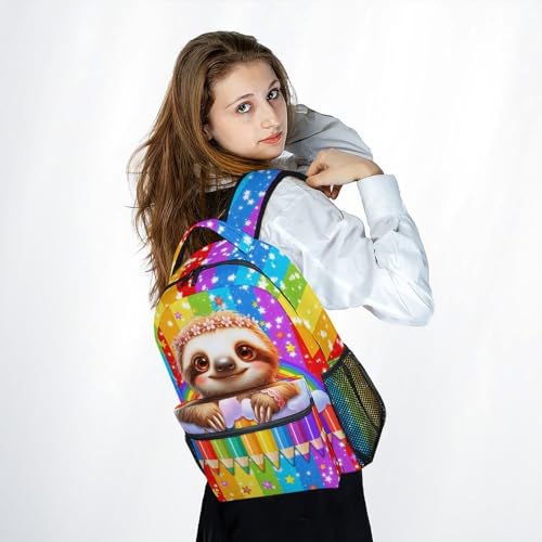 Toddler Backpack for Kids - Lightweight Girls Bookbag with Adjustable Straps, Sloth School Bag for Kindergarten & Elementary, Back to School Supplies (17 Inch) - color: Multicolor