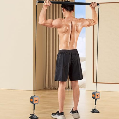 Fitness Pump Adjustable Resistance Band 3 to 17kg Home Exercise Equipment Portable Cable Machine for Arms Legs Chest for Home Training Gym - color: Black and Grey
