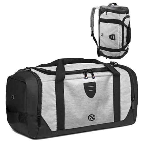 Gym Duffle Bag Backpack Waterproof Sports Duffel Bags Travel Weekender Bag for Men Women Overnight Bag with Shoes Compartment Grey - color: Grey-A, size: Medium 45L