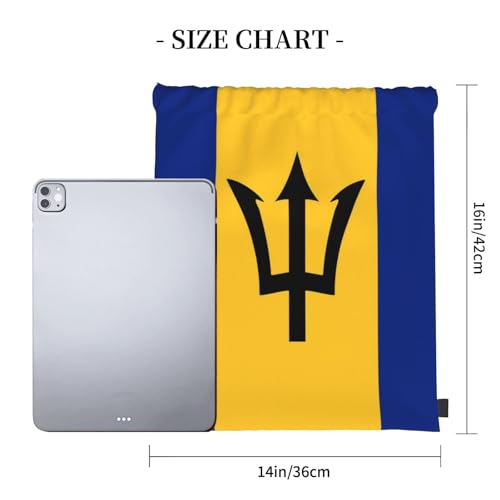 Barbados Flag Drawstring Bag Sport Gym Backpack Beach Travel Sack Draw String Yoga Bag For Men Women - color: Barbados Flag
