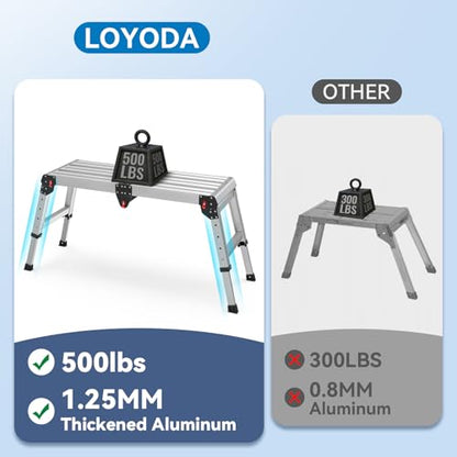 Loyoda Work Platform 500 Lbs, Folding Step Stool with One-Touch Automatic Fold, 4 Height Adjustment Step Platform, Perfect for RV Cleaning, Home Painting and Reaching High Places, Larger, Black - size: Larger Black