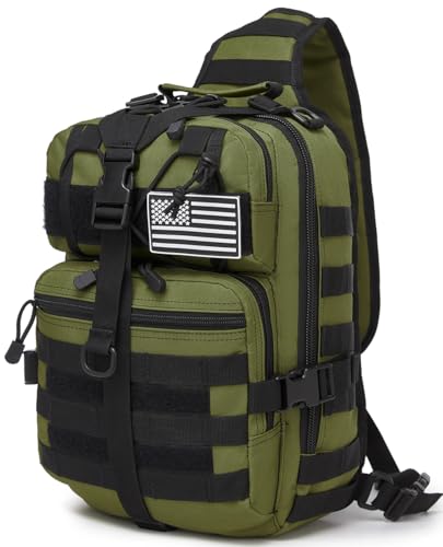 Tactical Sling Pack Big Crossbody Backpack Over Shoulder Bag Military for Men Hiking Outdoor Sport Gym - color: Green
