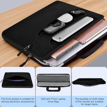 Hseok Laptop Shoulder Bag 15.6-16 inch Case,Water-Resistant Shockproof Computer Handbag with Small Case Compatible with MacBook Pro/Neo 16",Mac Air 15 M5, XPS 15/16 and most 15.6-16 PC,Black - color: Black, size: 15.6-16"