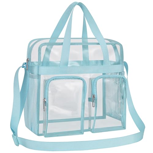Oraben Clear Tote Bag Clear Bag Stadium Approved 12x6x12 Stadium Bag for Work, Sports Games,Gym - color: Baby Blue, style: Two Pockets