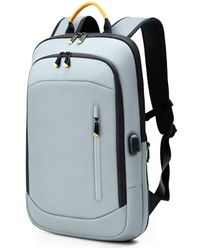 Slim Laptop Backpack for Men, 17.3 Inch Expandable Business Travel Backpack with USB Charging Port, 1.76Lbs Lightweight Work Computer Bag, 600D Waterproof Durable Backpack, Grey - color: Grey, size: 17.3 Inch
