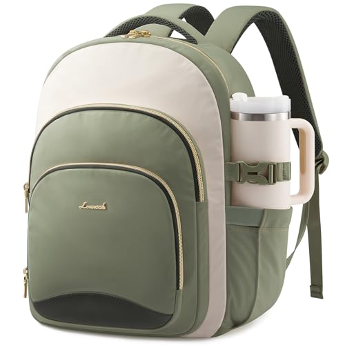 LOVEVOOK Laptop Backpack for Women, 17-Inch Work Backpack, Back to School Bookbag for College Student Teen Girls, Casual Personal Item Travel Bag Business Computer Daypack for Teacher Nurse, Gift - color: Beige-green, size: 17 Inch