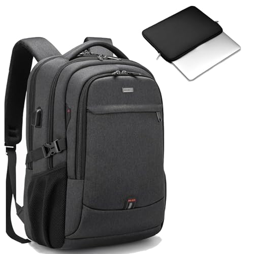 DUSLANG 17 Inch Laptop Backpack for Travel Water Resistant College Bookbag for Men/Women Laptop Bag with USB Charging Port and Tablet Sleeve Bag Compatible Protective Case, Black - color: Black-b, size: 17 Inch