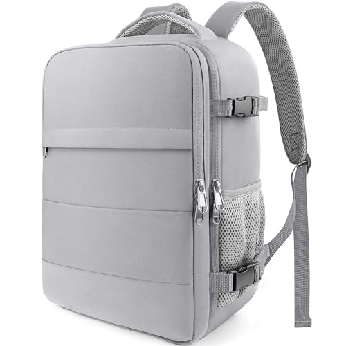 HOTOR Travel Backpack - Flight Approved Travel Bag for Men and Women, Carry on Luggage for 15.6" Laptop and Travel Essentials for Work, Business, Weekender, College 11.8"x7.9"x17.3" (Grey) - color: Grey, size: Medium