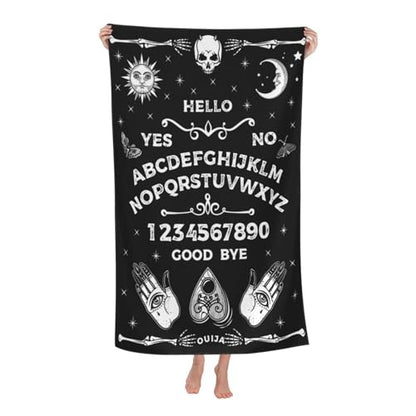 Gothic Ouija Board Beach Towel, Halloween Skull Sun Moon Goth Bath Towels, Black and White Beach Accessories Quick Dry Microfiber Yoga Swim Pool Towels 30x60 Inch/ 77X153cm - color: Ouija Board