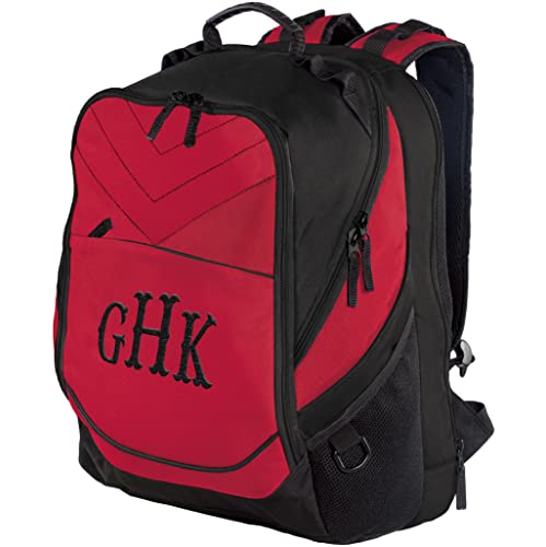 TEEAMORE Custom Travel Laptop Backpack Add Your Embroidered Monogram Computer Water Resistant Bag Chili Red Black - color: Chili Red Black, size: 17 inch - Add Your Monogram