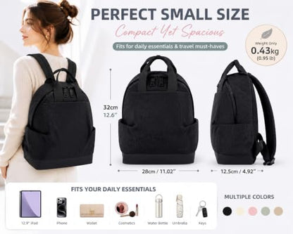 Backpack for Women Fashion Small Bookbag, Water Resistant Lightweight Nylon Daypack for Travel, Hiking & Daily Use - color: Black