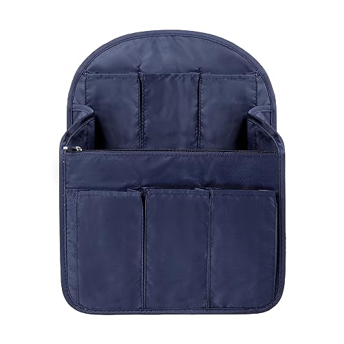 Surblue Backpack Organizer Insert Liner Hanging Travel Rucksack Purse and Handbag Insert Pocket, High-capacity Divider Foldable Nylon Shoulder Bag Organizer for Men and Women, (Navy, L) - color: Navy, size: L