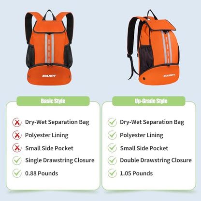 EULANT Soccer Backpack with Shoes Compartment, Waterproof Drawstring Bag for Sport Gym Swim Yoga Travel Football Volleyball - color: Orange