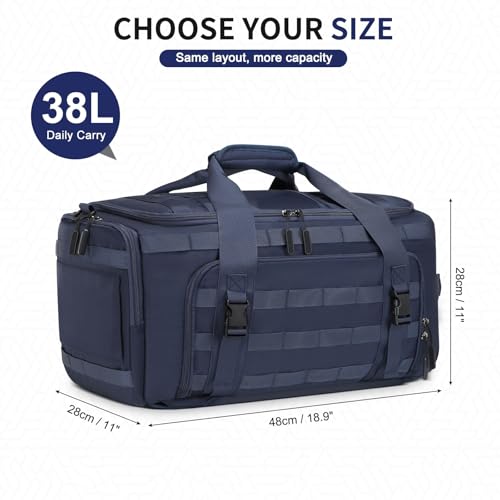 38L Convertible Duffel Backpack, 3 in 1 Gym Bag with Laptop Sleeve, Wet Pockets & Insulated Bottom, Navy Blue - color: Navy Blue, size: 38L