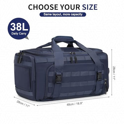 38L Convertible Duffel Backpack, 3 in 1 Gym Bag with Laptop Sleeve, Wet Pockets & Insulated Bottom, Navy Blue - color: Navy Blue, size: 38L