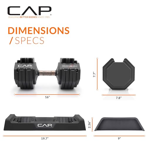 CAP ADJUSTABELL Adjustable Dumbbell Weights - Singles & Pairs | 12.5 lb, 25 lb & 55 lb | Multiple Handle Options - size: 55 lb - Copper Handle, style: Single