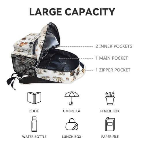 Student Elementary School Backpack - 17 Inch Horse Kids Backpacks - Girls Back to School Gift Bookbag - color: Color4-1