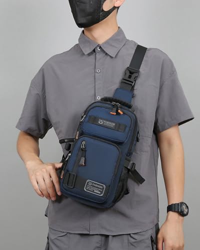 O-TBOST Crossbody Sling Backpack Sling Bag for Men Travel Hiking Chest Bag Daypack (Blue) - color: Blue