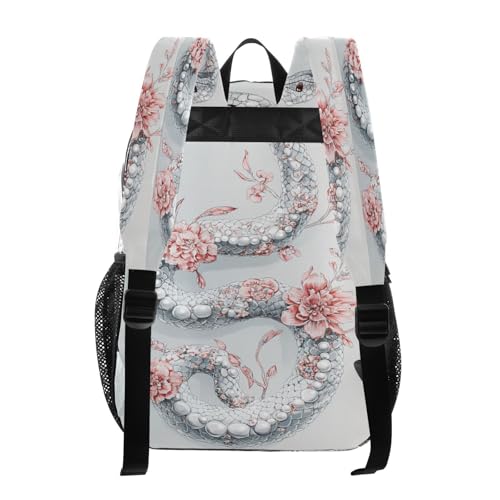 MCHIVER Snake Pearl Gray Clear Backpack Stadium Approved 10.6x5.1x15.7 PVC Transparent Backpacks for Work Concert Stadium