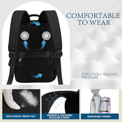 Lossga for Spirit Airlines Personal Item Bag 18x14x8 Inches Travel Bag Mens Travel Backpack for Women Fit Up to 17 inch Weekender Bags With Usb Charging Port Carry on Flight Approved - color: Black