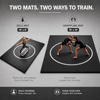 Professional Flexi-Roll Wrestling Mat – High-Density Shock Absorption for BJJ, Judo, MMA & Jiu Jitsu – Portable 1.2-Inch Thick Home Gym Training Flooring for Martial Arts & Yoga - size: NEW-10' X 10'