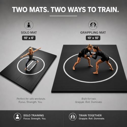 Professional Flexi-Roll Wrestling Mat – High-Density Shock Absorption for BJJ, Judo, MMA & Jiu Jitsu – Portable 1.2-Inch Thick Home Gym Training Flooring for Martial Arts & Yoga - size: 6.6' X 10'