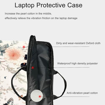 15-Inch Laptop Sleeve – Stylish, Lightweight, Shockproof, Water-Resistant Case for Lenovo, HP, Dell, Asus Notebooks - Cute Weeds and Butterflies - color: Cute Weeds and Butterflies