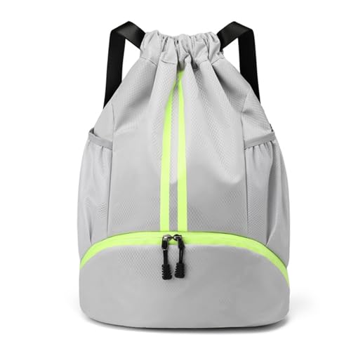 JELUTAR Drawstring Backpack Gym Bag with Shoes Compartment for Soccer, Basketball, Swim, Water-Resistant String Backpack Beach Cinch for Women Men, Grey - color: Grey, size: Large