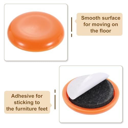 uxcell 20Pcs Furniture Sliders, 1-1/8 Inch Round Self-Adhesive Carpet Furniture Moving Pads Gliders Floor Protectors for Carpeted Tile Vinyl Hardwood Floors, Orange - size: 1-1/8 Inch