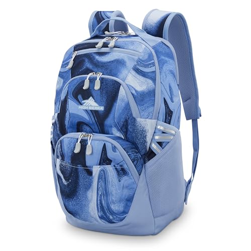 High Sierra Swoop SG Backpack, Travel or Work Laptop Bookbag with Drop Protection Pocket, and Tablet Sleeve, One Size, Blue Marble Swirl - color: Blue Marble Swirl