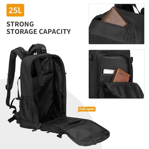 HUNTVP Tactical Backpack Military MOLLE Backpack Hunting Rucksack Gear Assault Pack 25L WR（Black） - color: Black-25l, size: 25L