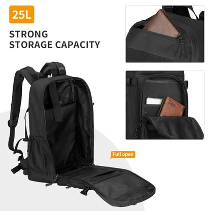 HUNTVP Tactical Backpack Military MOLLE Backpack Hunting Rucksack Gear Assault Pack 25L WR（Black） - color: Black-25l, size: 25L