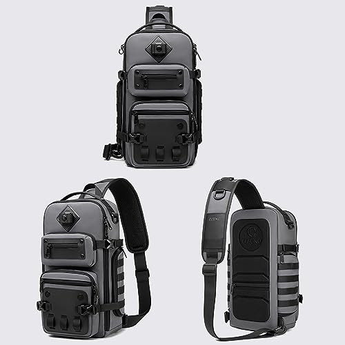 OZUKO Tactical Sling Bags for Men, Waterproof Crossbody Shoulder Backpack，Men's Chest Bags for Travel, Hiking, Everyday Carry - color: Dark Gray