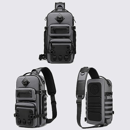 OZUKO Tactical Sling Bags for Men, Waterproof Crossbody Shoulder Backpack，Men's Chest Bags for Travel, Hiking, Everyday Carry - color: Dark Gray
