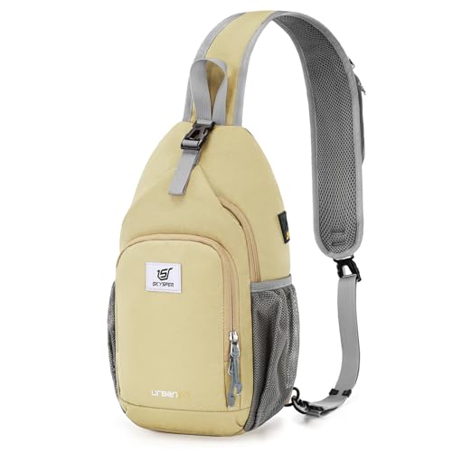 SKYSPER Sling Bag RFID Crossbody Sling Backpack Cross Body Shoulder Bag Travel Hiking Daypack for Women Men(Khaki) - color: Khaki