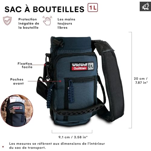Wild Wolf Outfitters - #1 Best Water Bottle Holder for 32 oz Bottles - Carry, Protect and Insulate Your Flask with This Military Grade Carrier w/ 2 Pockets and an Adjustable Padded Shoulder Strap. - color: Navy