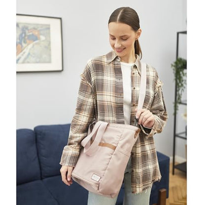Diaper Bag Tote with Changing Pad, 20L Convertible Baby Bag with 12 Pockets and Insulated Bottle Holders, Crossbody Backpack for Travel, Light Pink - color: Light Pink