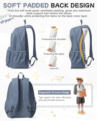 BJLFS Small Blue Backpack for School Women Girls, Waterproof Bookbag Cute High School Backpack for Men Teen Boys, Lightweight Travel College Back Pack Mochilas Escolares para Casual Daypack Rucksack - color: A0-blue