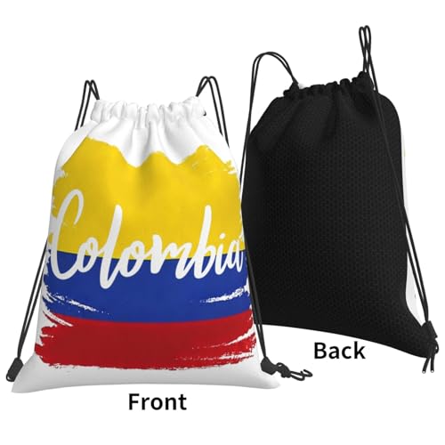 Colombia Flag Drawstring Bag Sport Gym Backpack Beach Travel Sack Draw String Yoga Bag For Men Women - color: Colombia Flag
