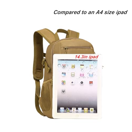 ArcEnCiel 10L/20L Mini X-Small Tactical Backpack MOLLE Daypack Gear Pack Camping Bag with Patch - color: Brown, size: 10L