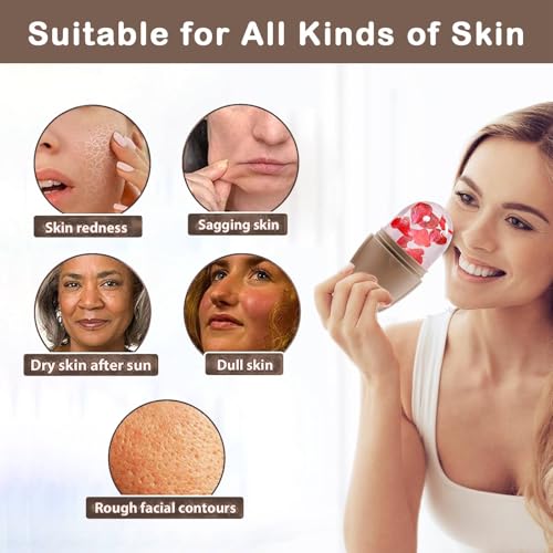 XHJRI Ice Face Roller Massager,Ice Cube Roller for Face, Eyes and Neck Naturally Conditioning and Skin Care,De-Puff Eye Bags,Reduce Migraine Pain,Reusable Massage Silicone Ice Mold (New Coffee) - color: New Coffee