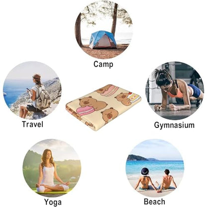 Cute Capybara Beach Towel, Capybara Pattern Thin Lightweight Soft Bath Towels, Quick Dry Absorbent Microfiber Swim Yoga Pool Beach Accessories, 30x60 Inch/ 77X153cm - color: Capybara